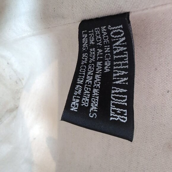 Jonathan Adler Geometric Tote Bag Leather Blue White Yellow Large Shoulder Purse - Picture 13 of 16